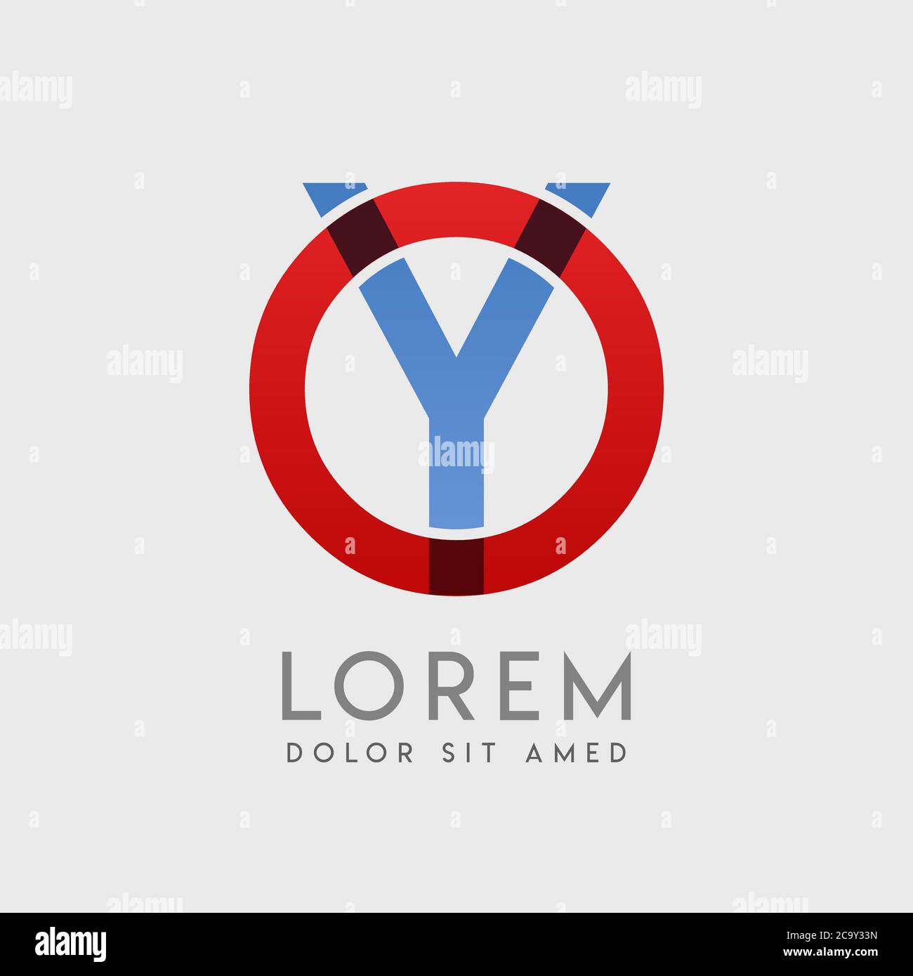 OY logo letters with blue and red gradation Stock Vector