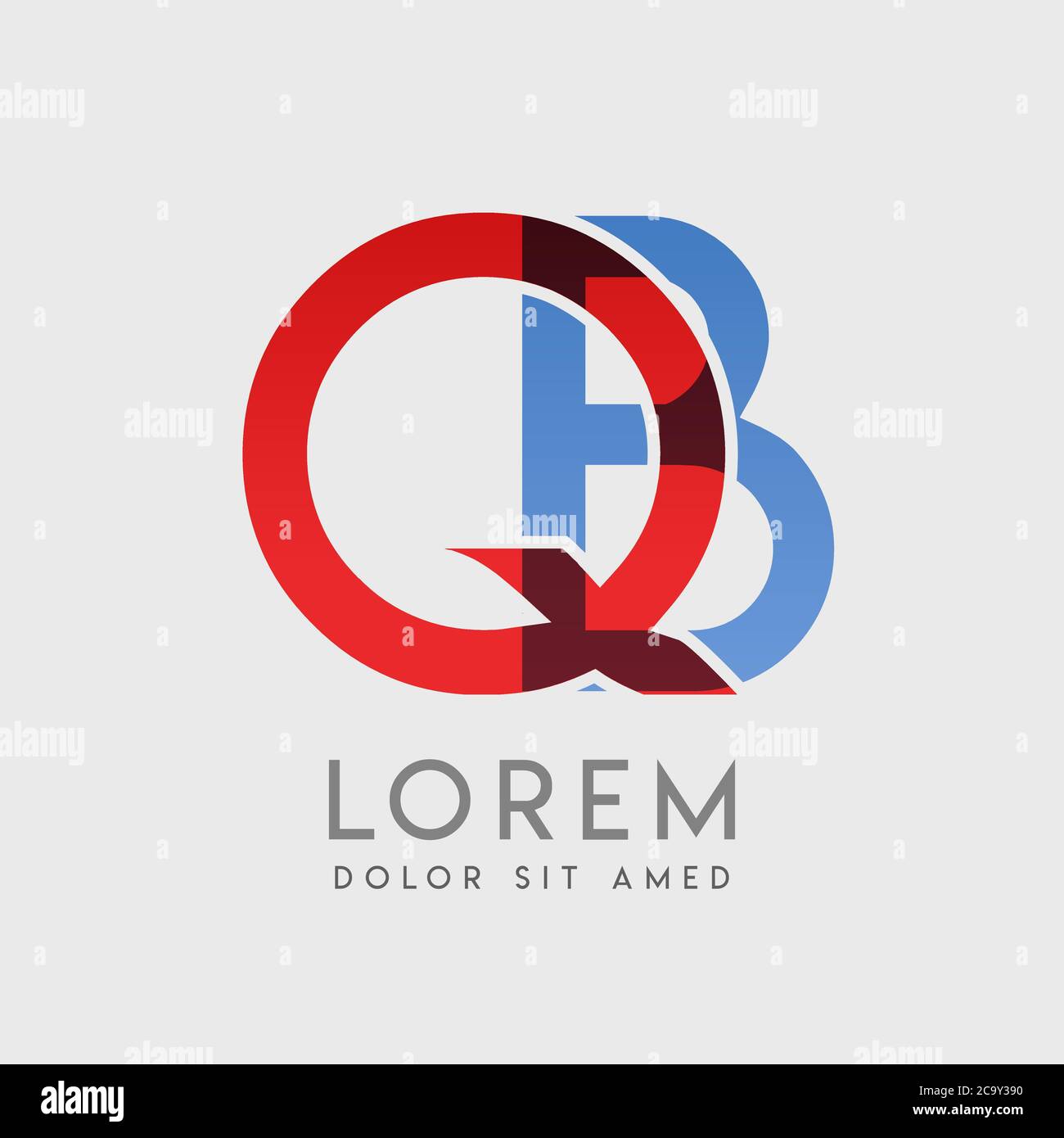 QB logo letters with blue and red gradation Stock Vector