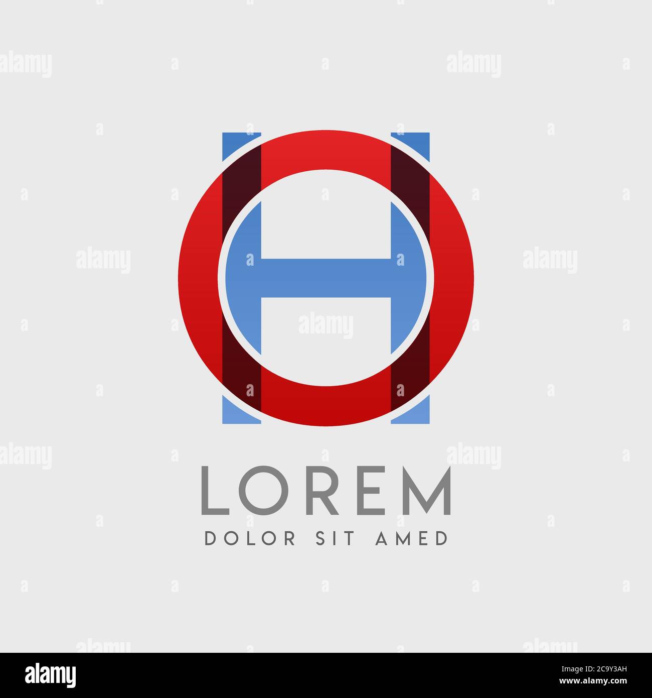 OH logo letters with blue and red gradation Stock Vector