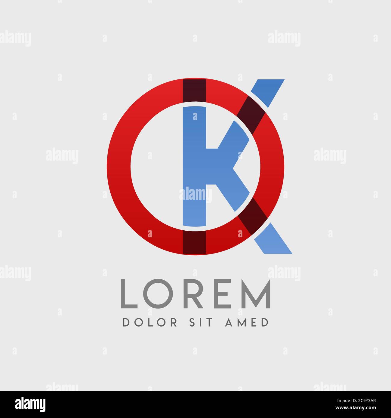 OK logo letters with blue and red gradation Stock Vector