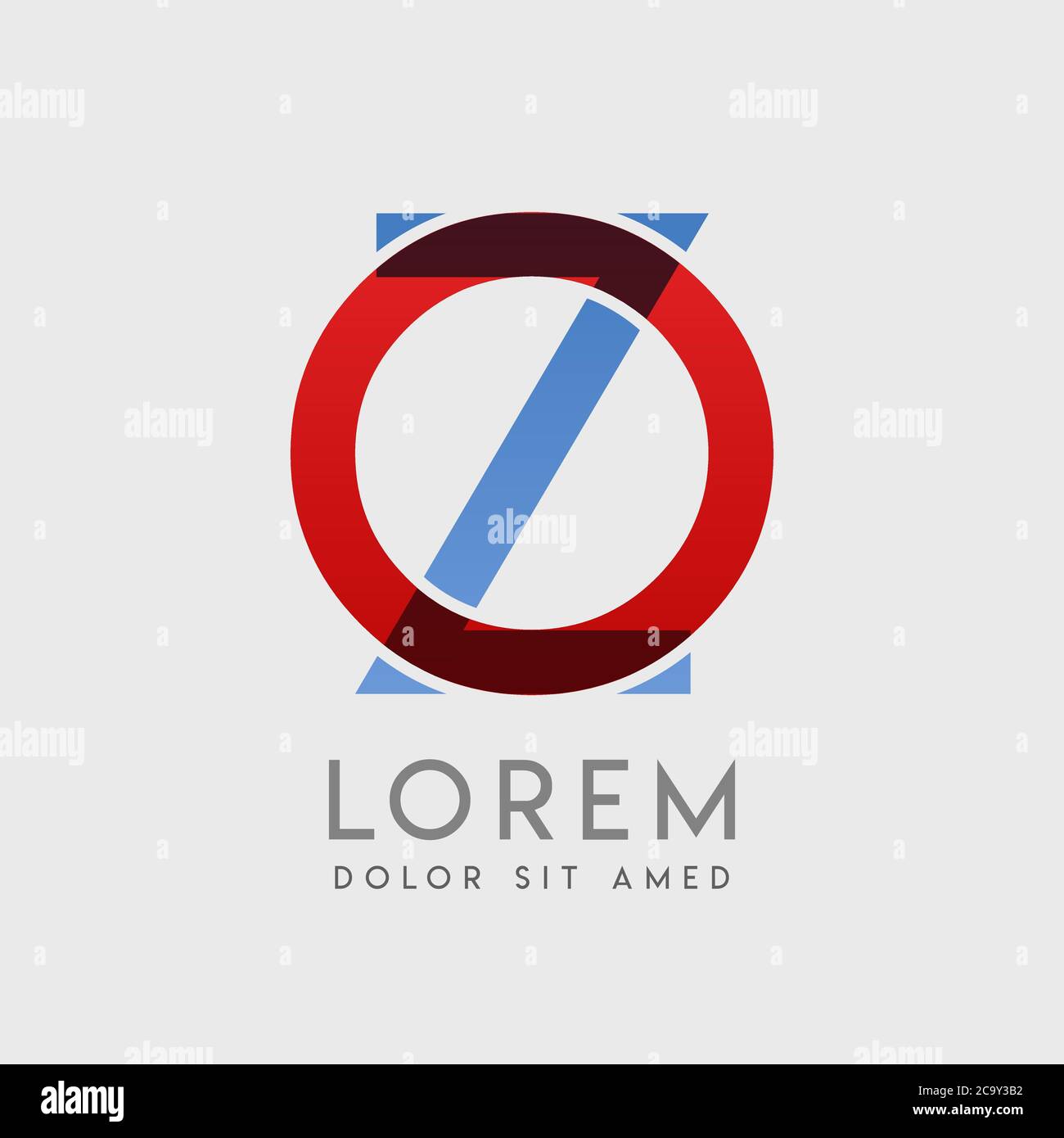 OZ logo letters with blue and red gradation Stock Vector