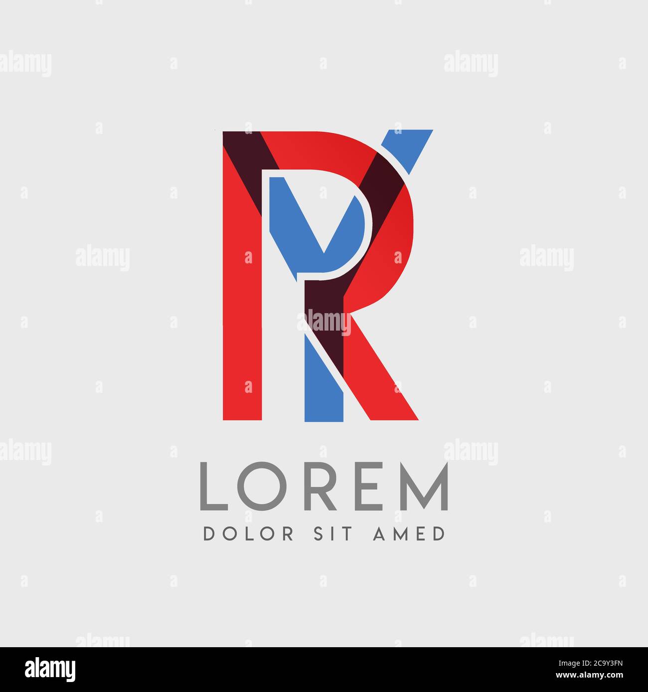 RY logo letters with blue and red gradation Stock Vector