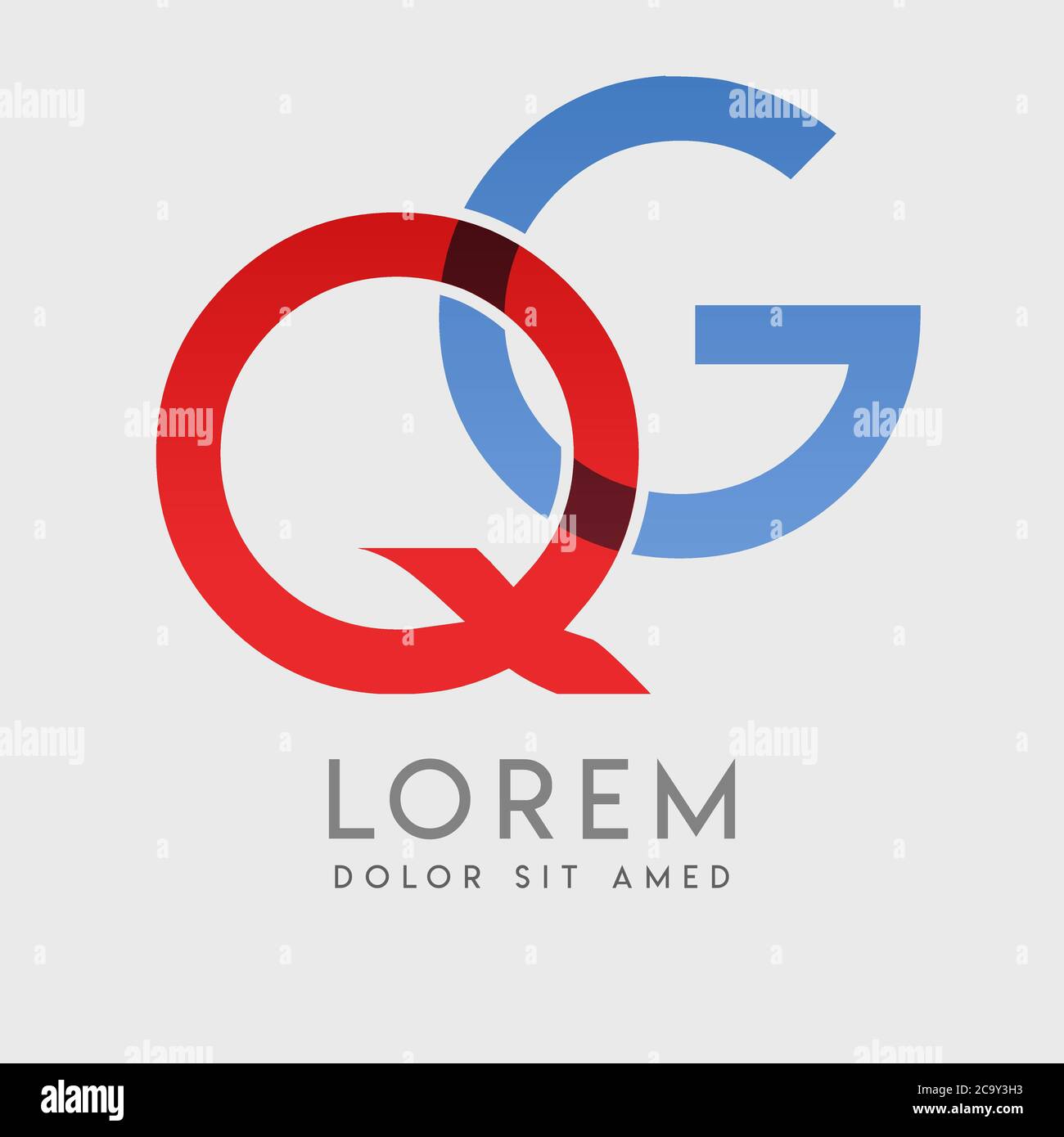 QG logo letters with blue and red gradation Stock Vector