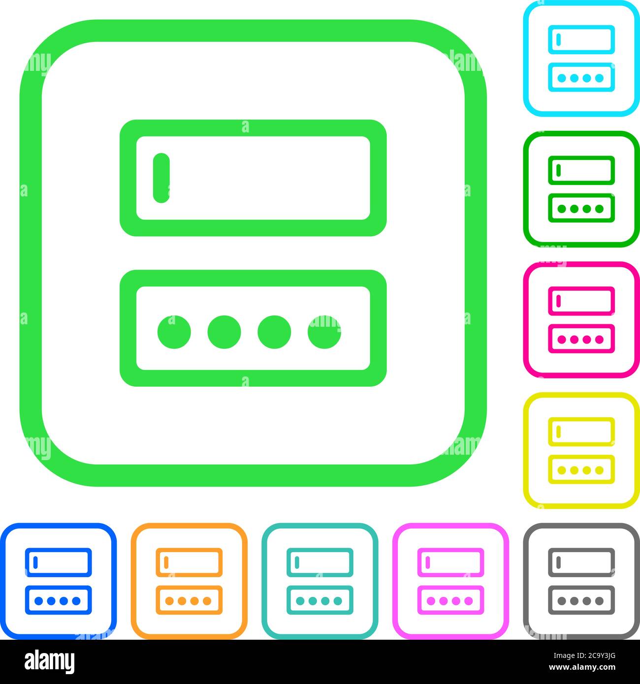 Entering login name and password vivid colored flat icons in curved ...