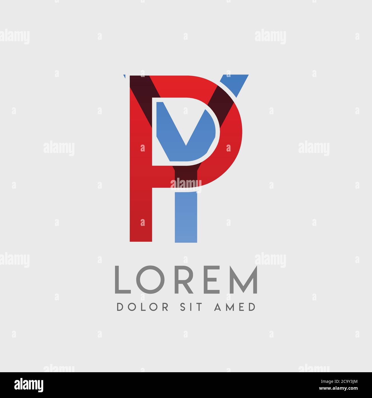 PY logo letters with blue and red gradation Stock Vector