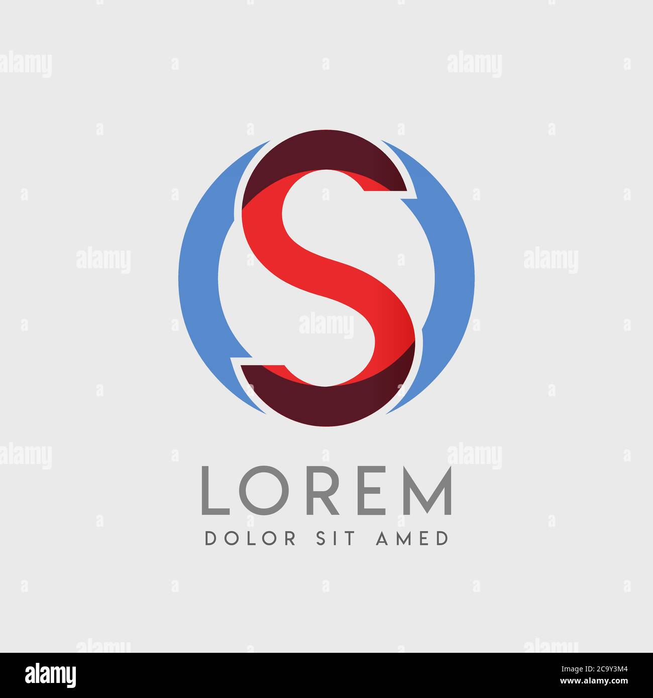 SO logo letters with blue and red gradation Stock Vector
