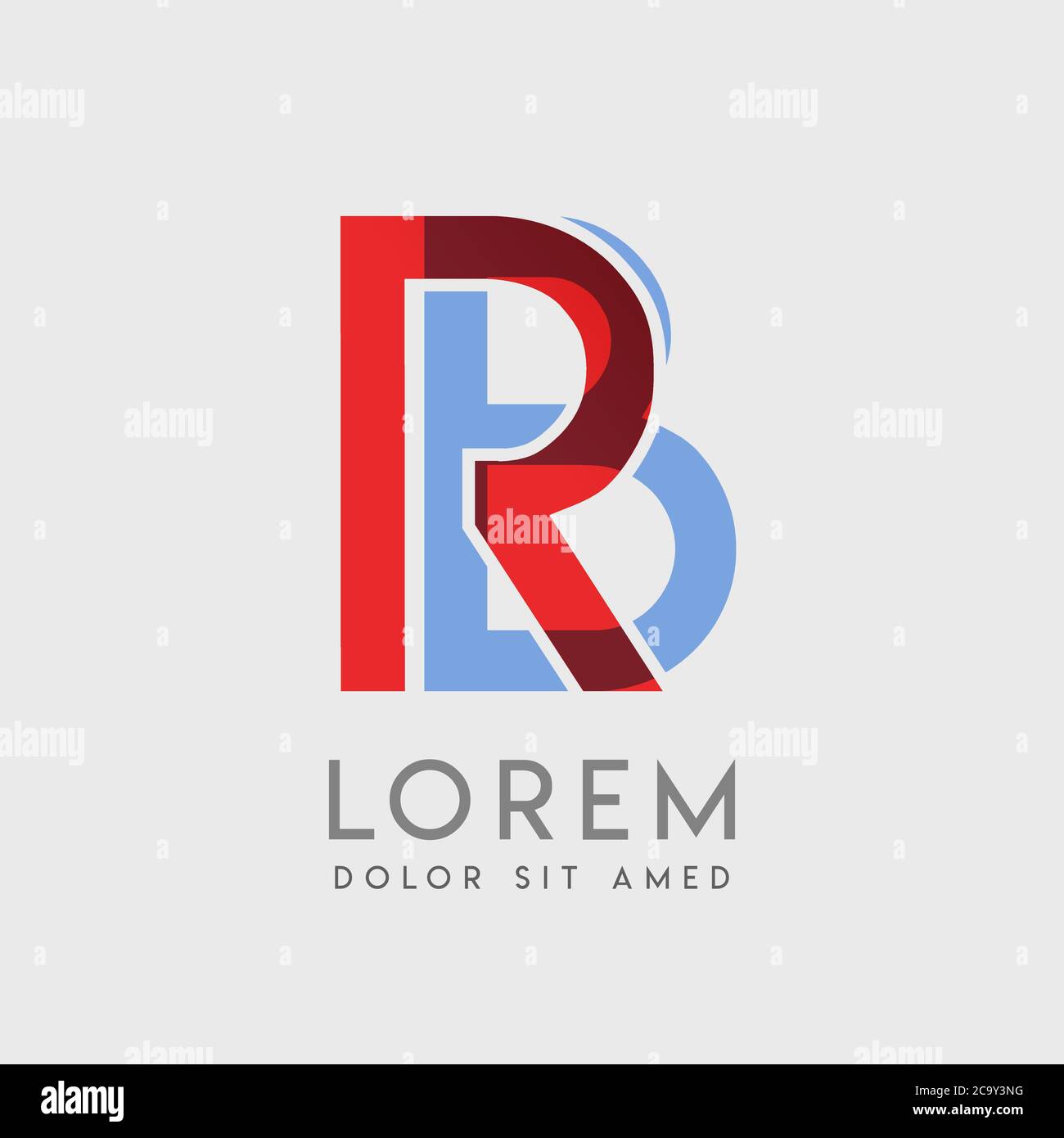 RB logo letters with blue and red gradation Stock Vector