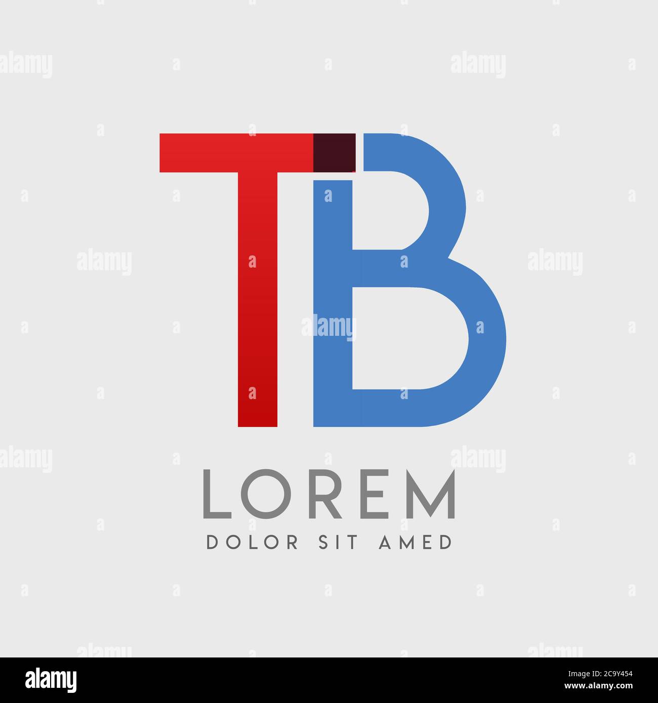 TB logo letters with blue and red gradation Stock Vector
