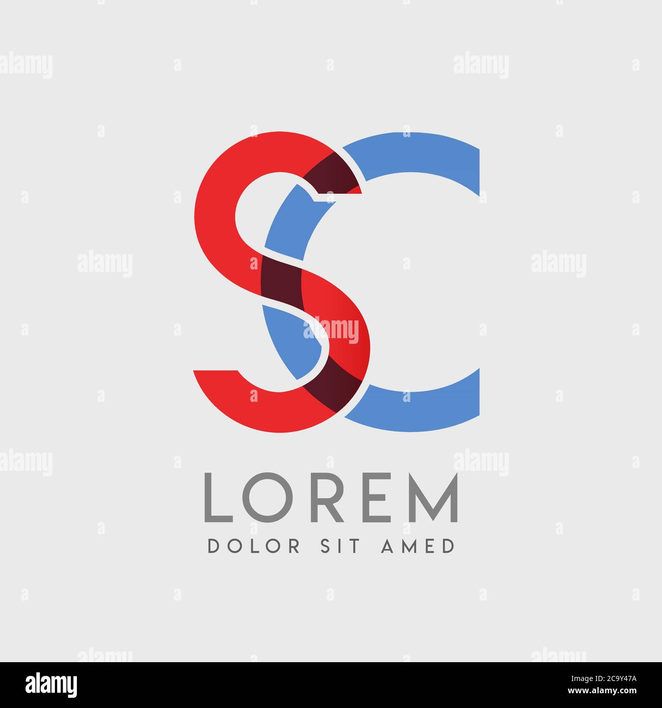 Sc logo letters with blue and red gradation stock vector image art