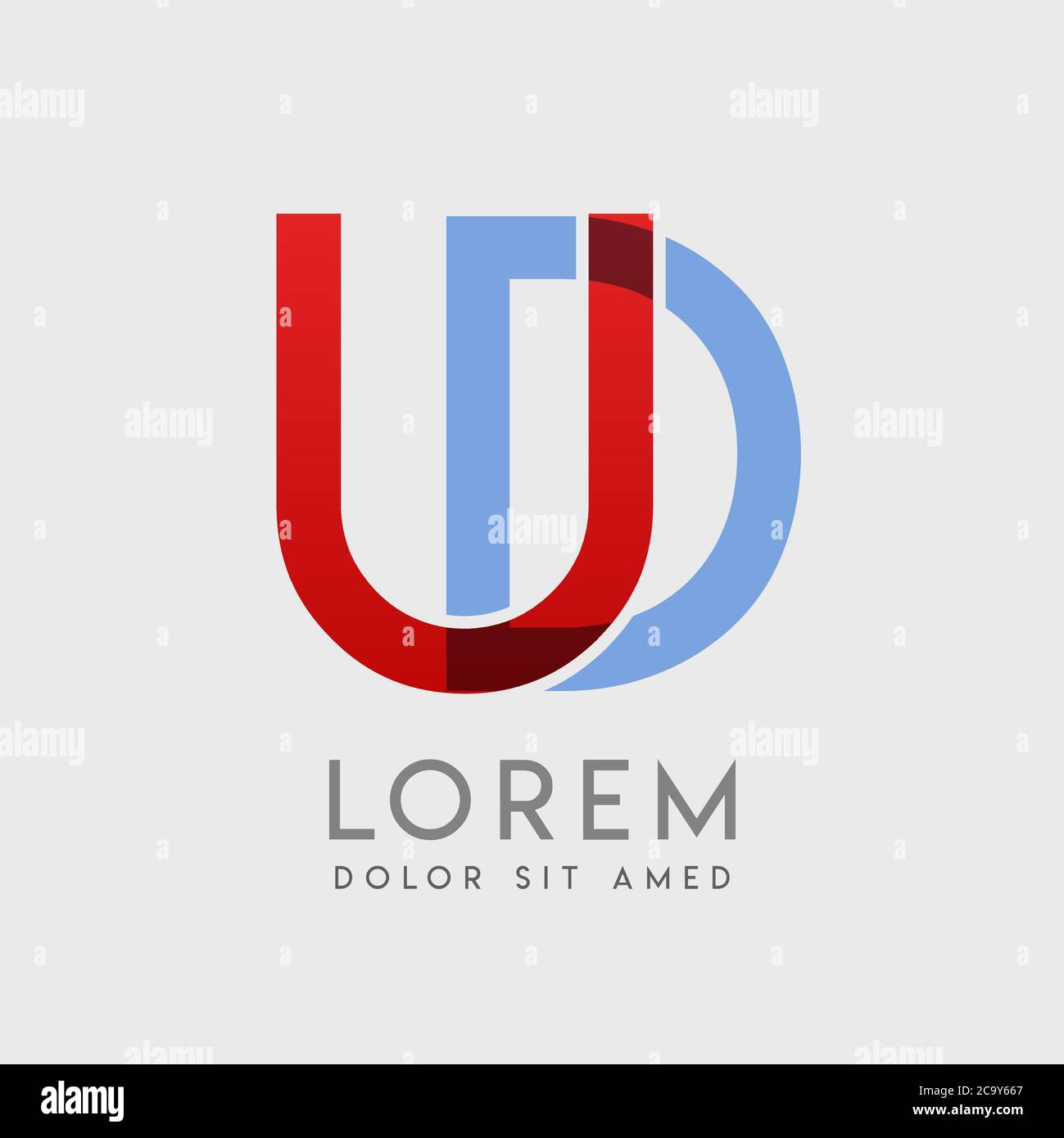UD logo letters with blue and red gradation Stock Vector