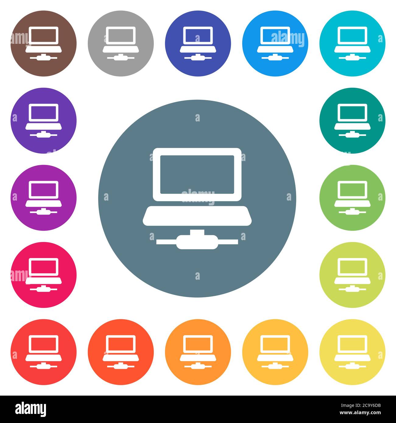 Network computer flat white icons on round color backgrounds. 17 ...
