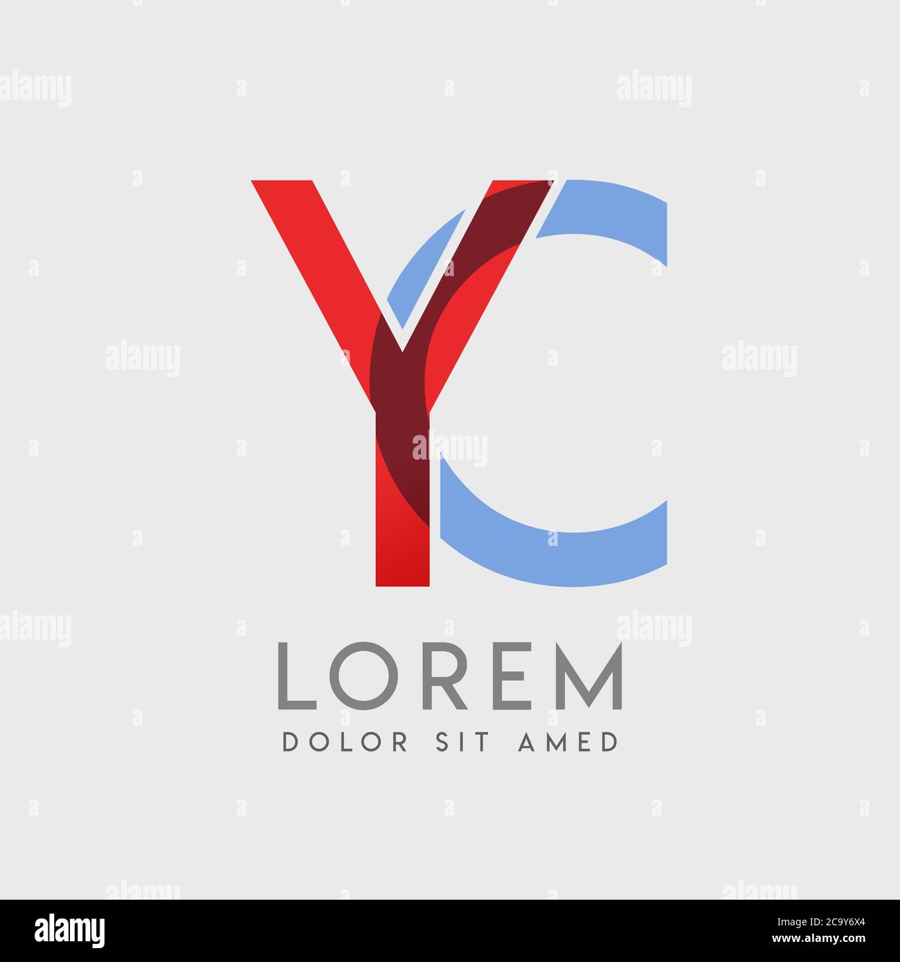 YC logo letters with blue and red gradation Stock Vector