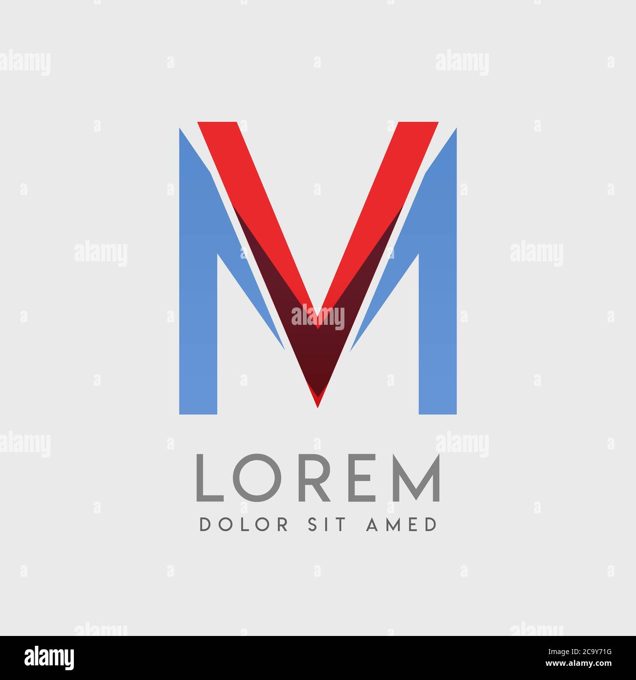 VM logo letters with blue and red gradation Stock Vector