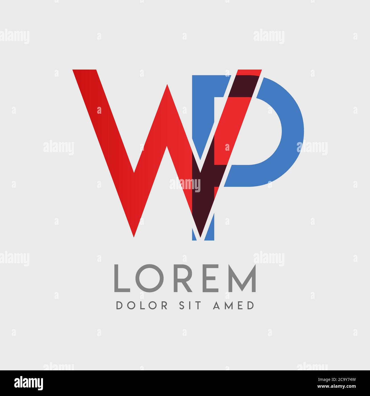 WP logo letters with blue and red gradation Stock Vector
