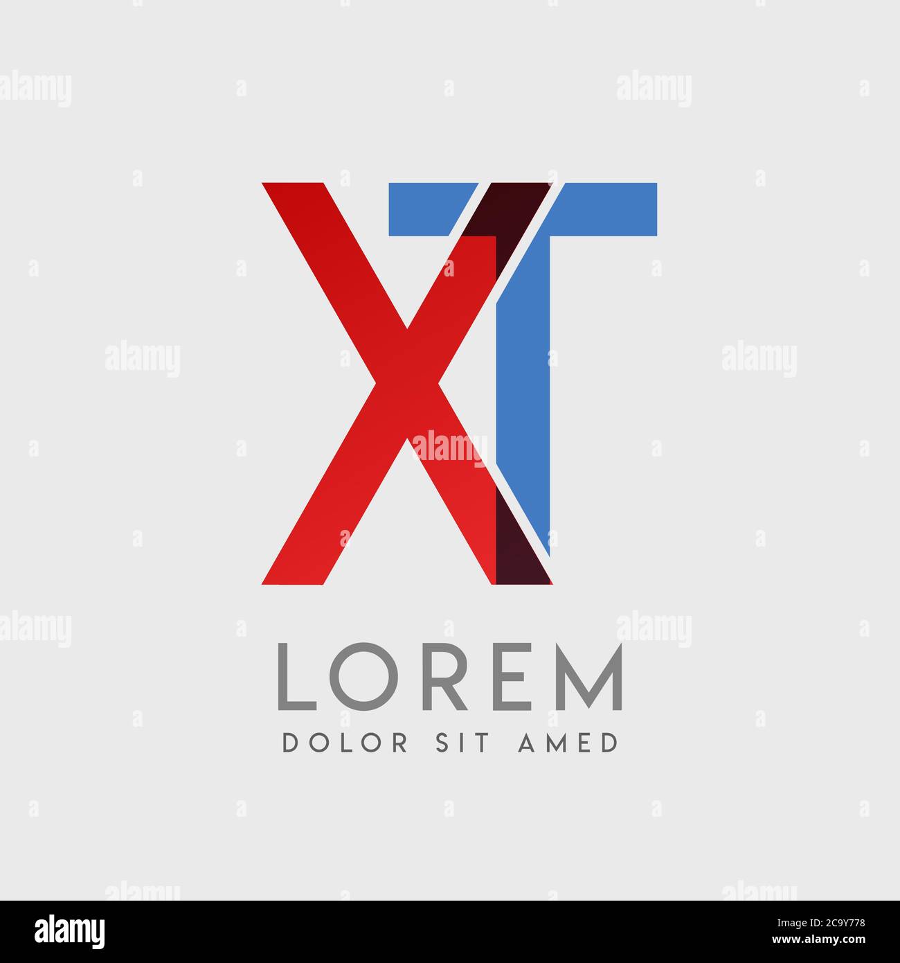 XT logo letters with blue and red gradation Stock Vector