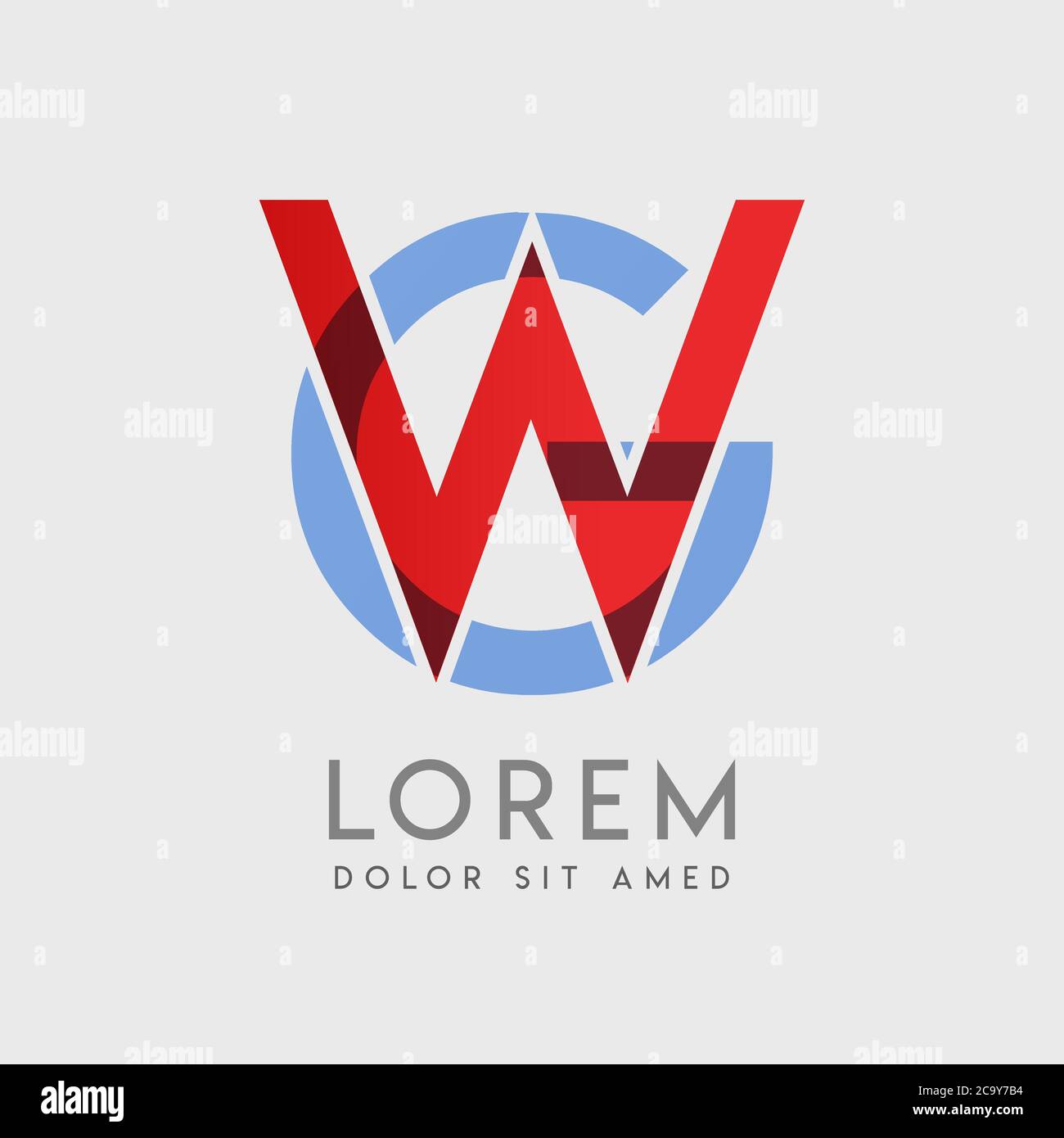 WG logo letters with blue and red gradation Stock Vector