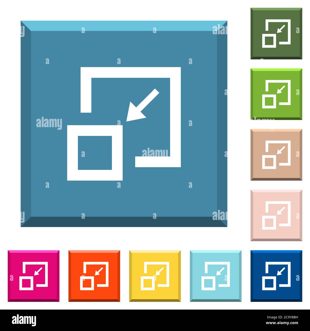 Shrink window white icons on edged square buttons in various trendy ...