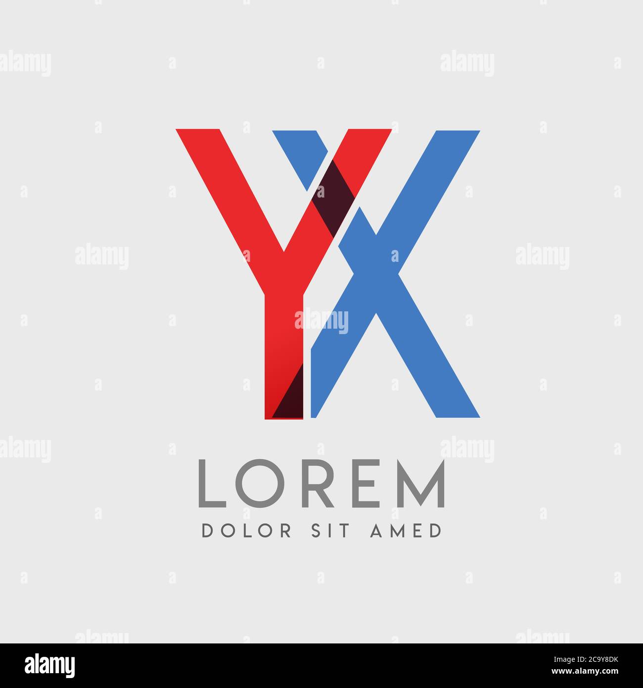 YX logo letters with blue and red gradation Stock Vector