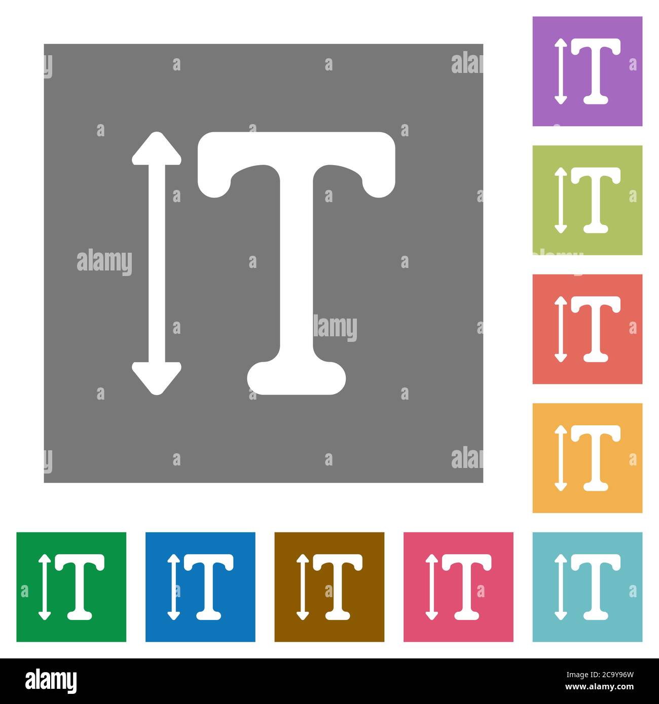 Adjust font height flat icons on simple color square backgrounds Stock ...