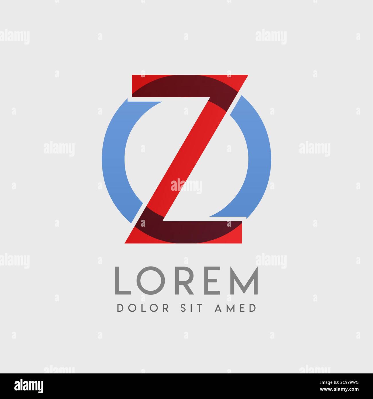 ZO logo letters with blue and red gradation Stock Vector