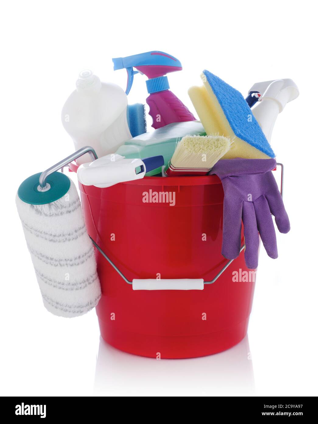 Cleaning bucket isolated on white Stock Photo Alamy