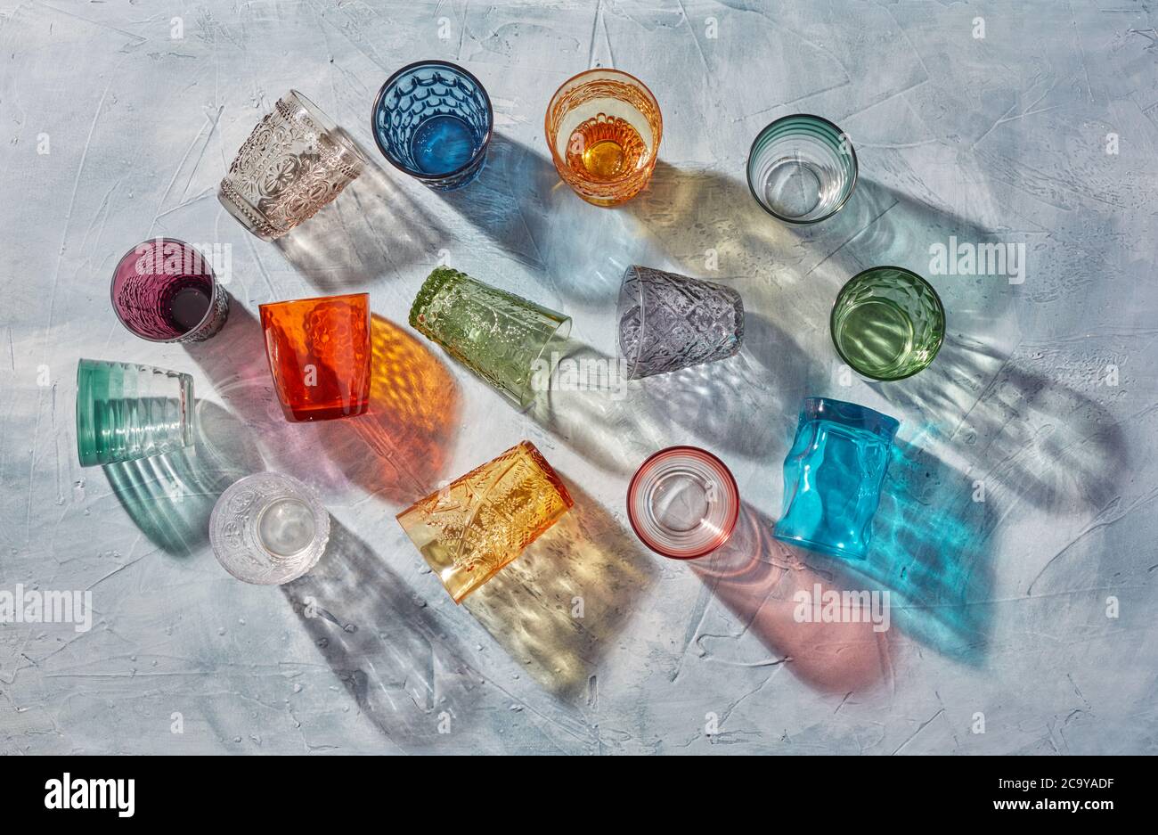 Multicolored drinking glasses Stock Photo Alamy