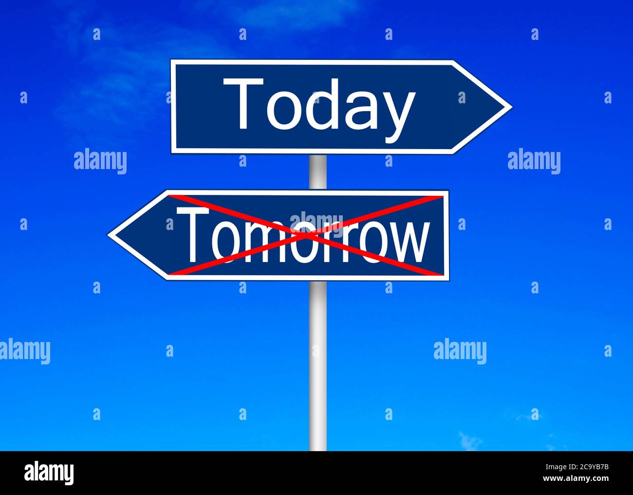 Today vs tomorrow road sign Stock Photo Alamy
