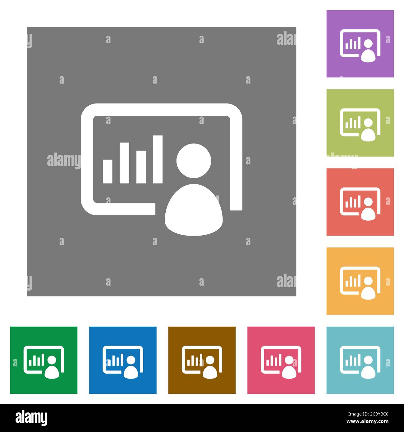 Presentation flat icons on simple color square backgrounds Stock Vector ...