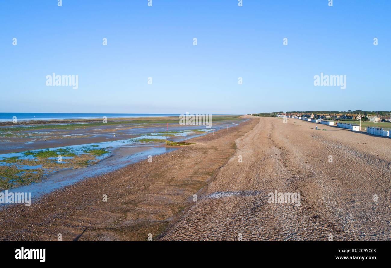aerial view of goring on sea and the shingle beach on the west sussex