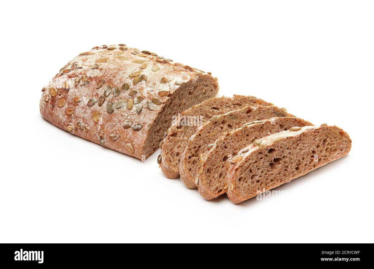 Rustic bread with pumpkin seeds isolated Stock Photo
