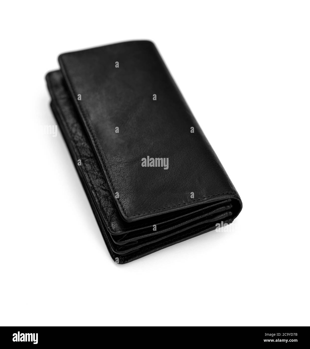 Closed black wallet on a white background Stock Photo