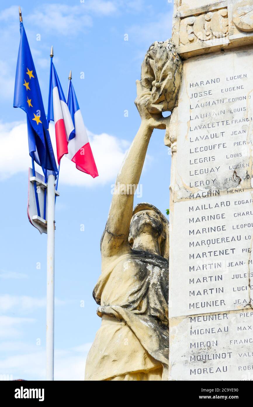 Military memorial, Corbigny, Nièvre, Bourgogne Franche-Comté Region, France Stock Photo