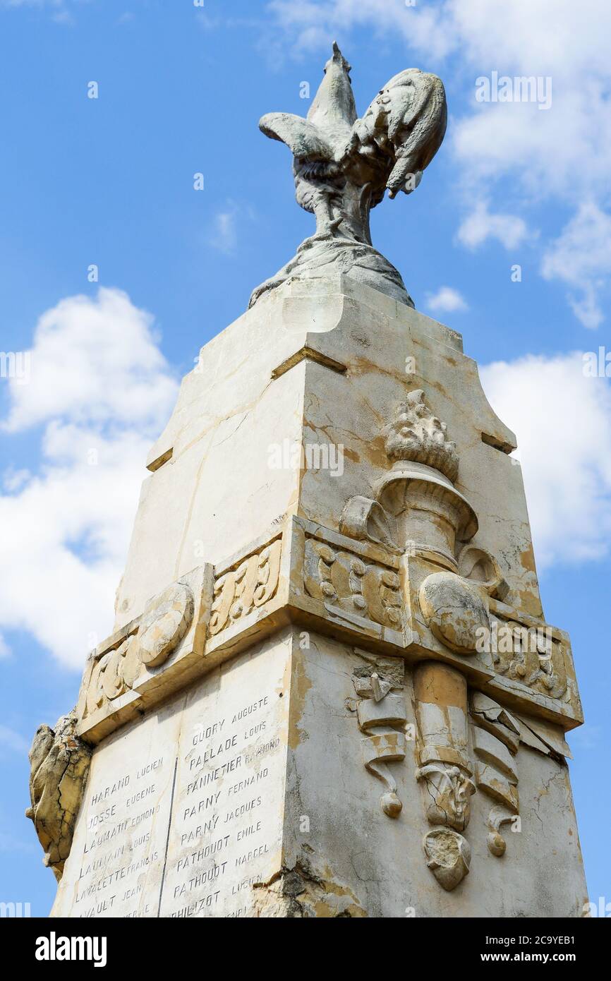 Military memorial, Corbigny, Nièvre, Bourgogne Franche-Comté Region, France Stock Photo