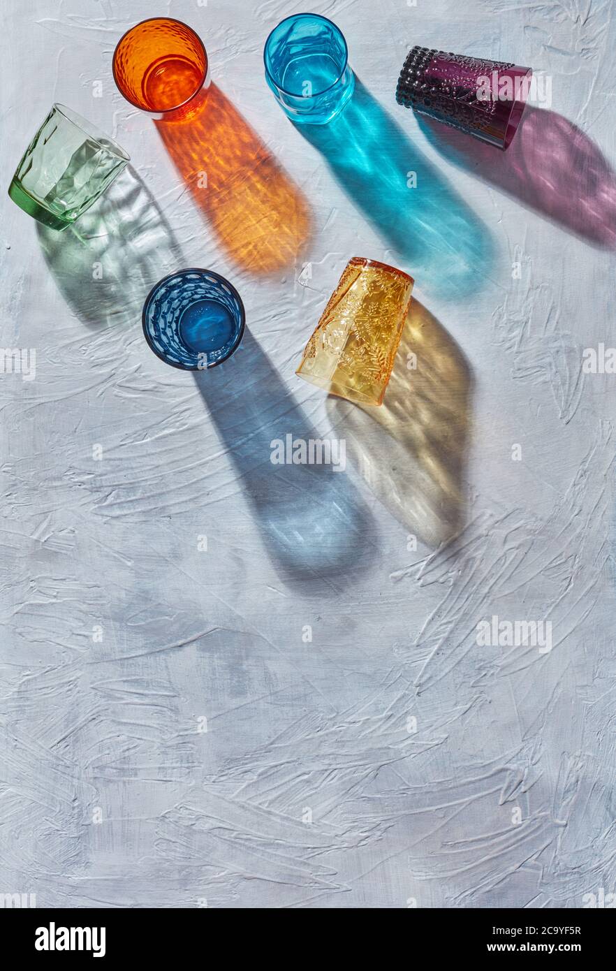 Multicolored drinking glasses Stock Photo Alamy