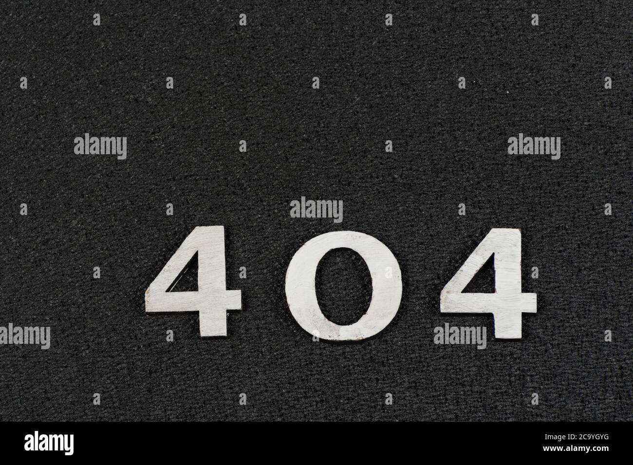 404 white numbers on black background. Close up. Error concept Stock Photo
