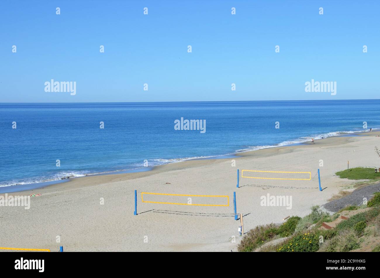 Volleyball nets on the beach in San Diego Stock Photo Alamy