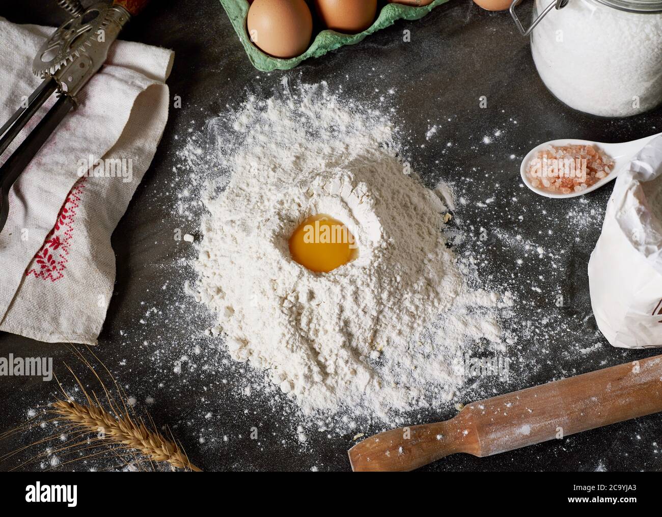Baking with eggs and flour Stock Photo Alamy