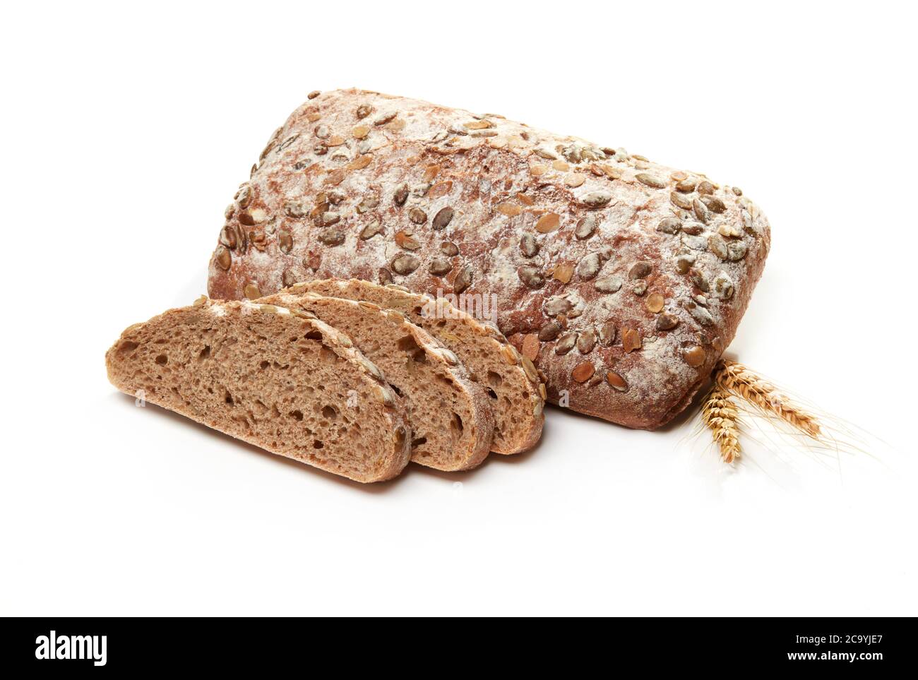 Rustic bread with pumpkin seeds isolated Stock Photo