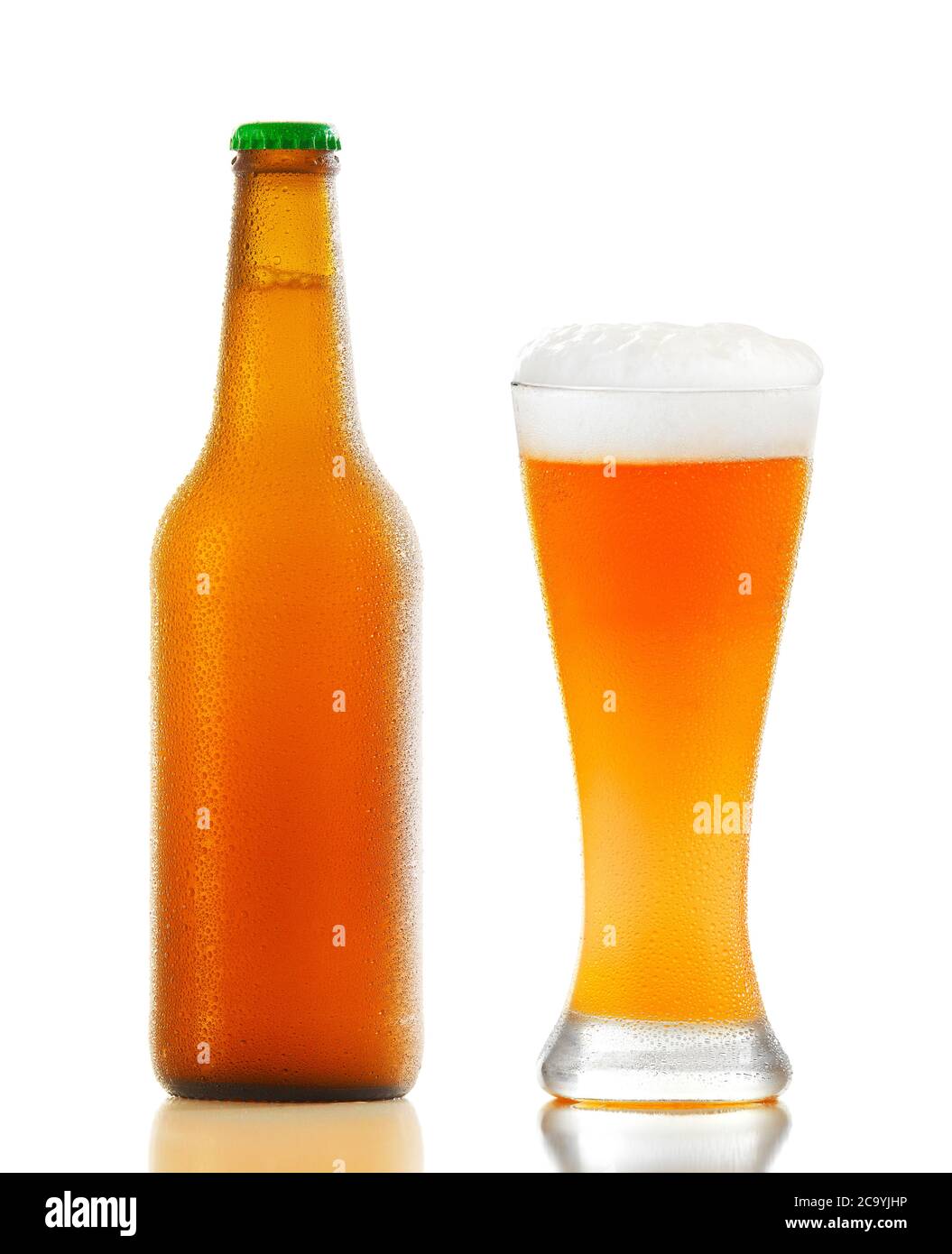 Beer bottle and beer glass isolated Stock Photo Alamy