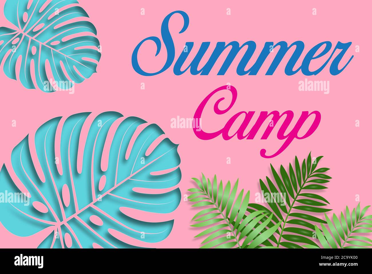 Summer Beach Party and tropical leaf Background - illustration Stock ...