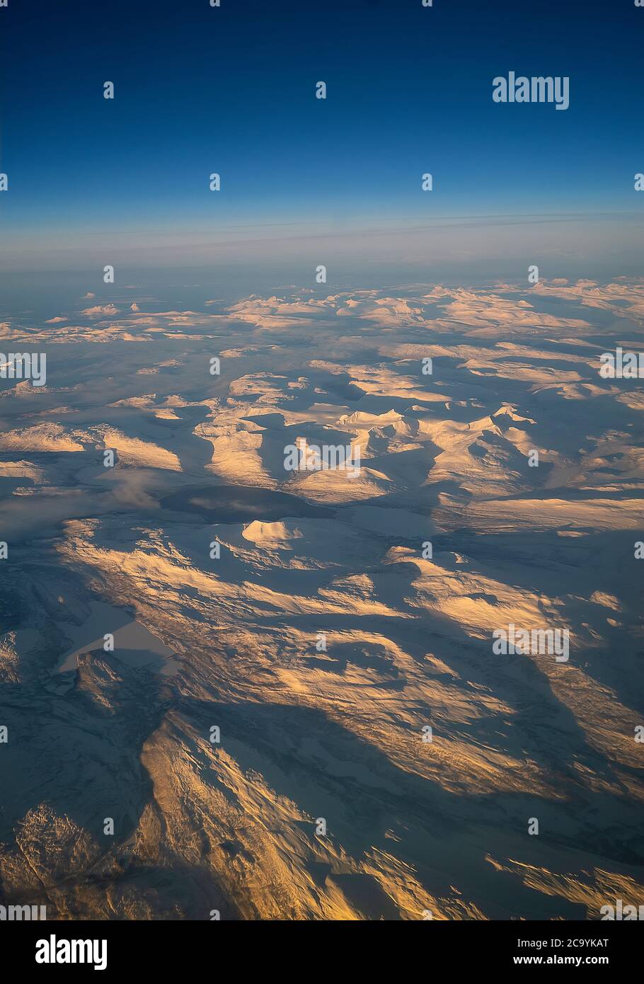 Aerial view over the Scandinavian Mountains. Norway Stock Photo
