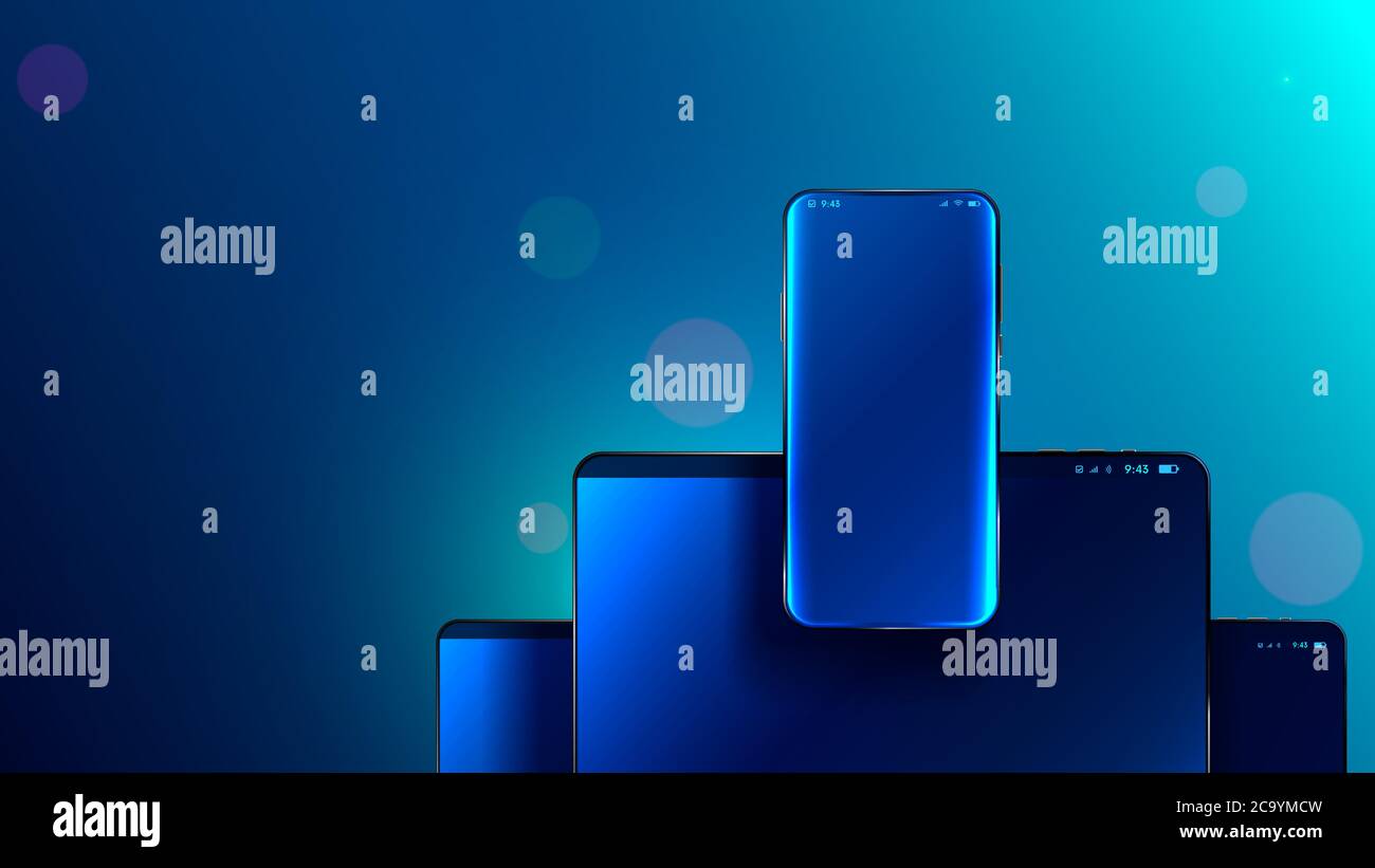 Download Phone Front View No Frame Hanging Over Screen Tablet And Laptop Mock Up Cellphone For Ui Ux Design App Mockup Realistic Beautiful Smartphone With Stock Vector Image Art Alamy PSD Mockup Templates