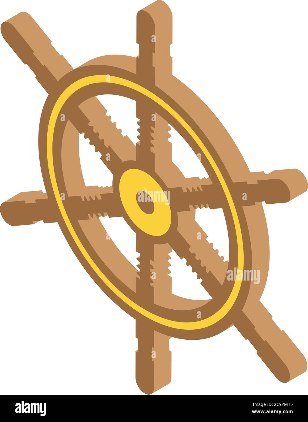 Adventure ship wheel icon, isometric style Stock Vector