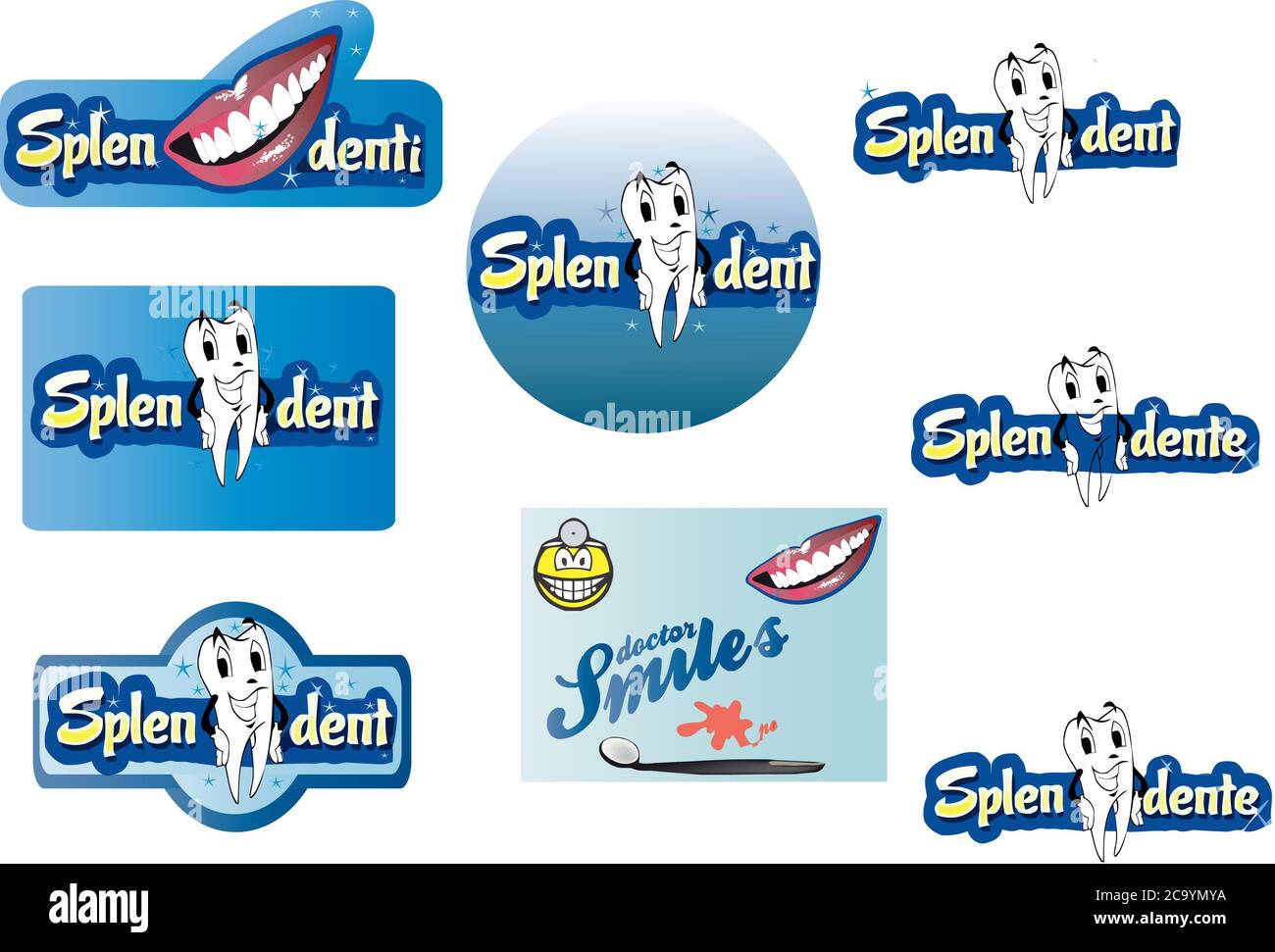 Illustration of dental clinic stickers isolated on a white background