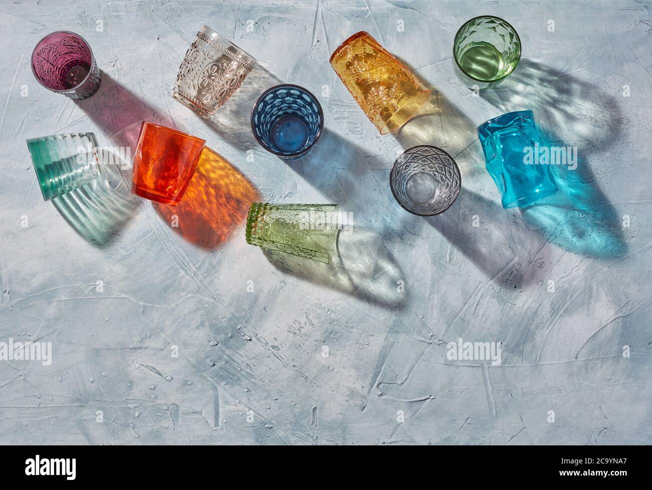 Multicolored drinking glasses Stock Photo Alamy
