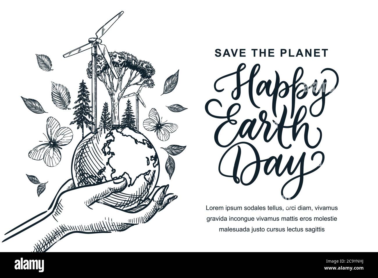 Earth Day Drawing Colorful Handdrawn Sketch Stylized Earth-vector  Abstract-free Vector Free Download
