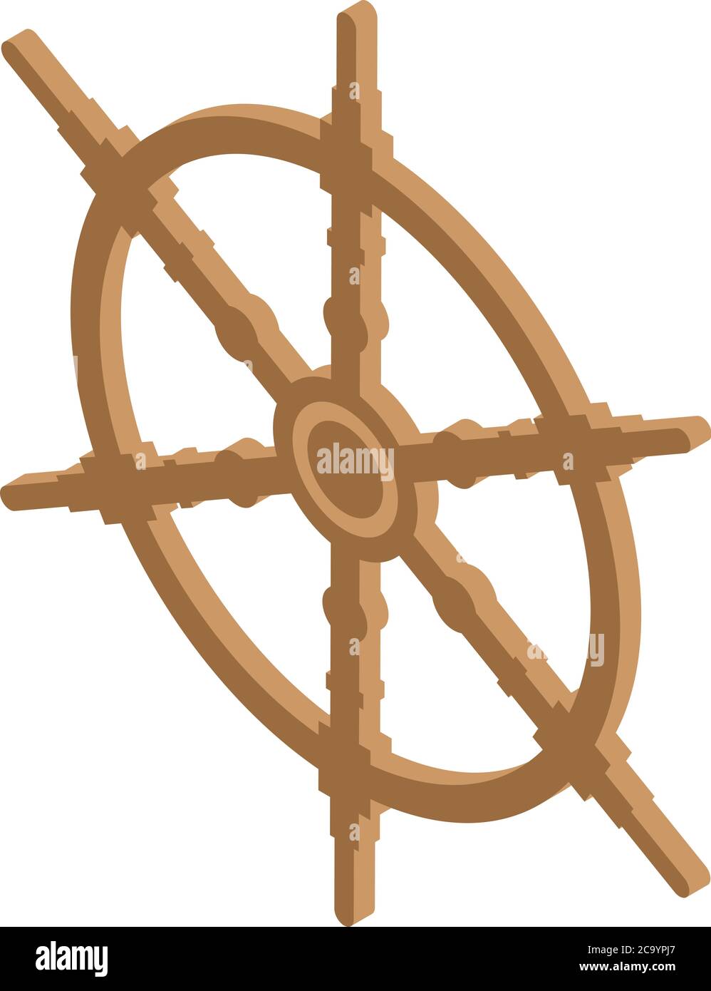 Helm ship wheel icon, isometric style Stock Vector