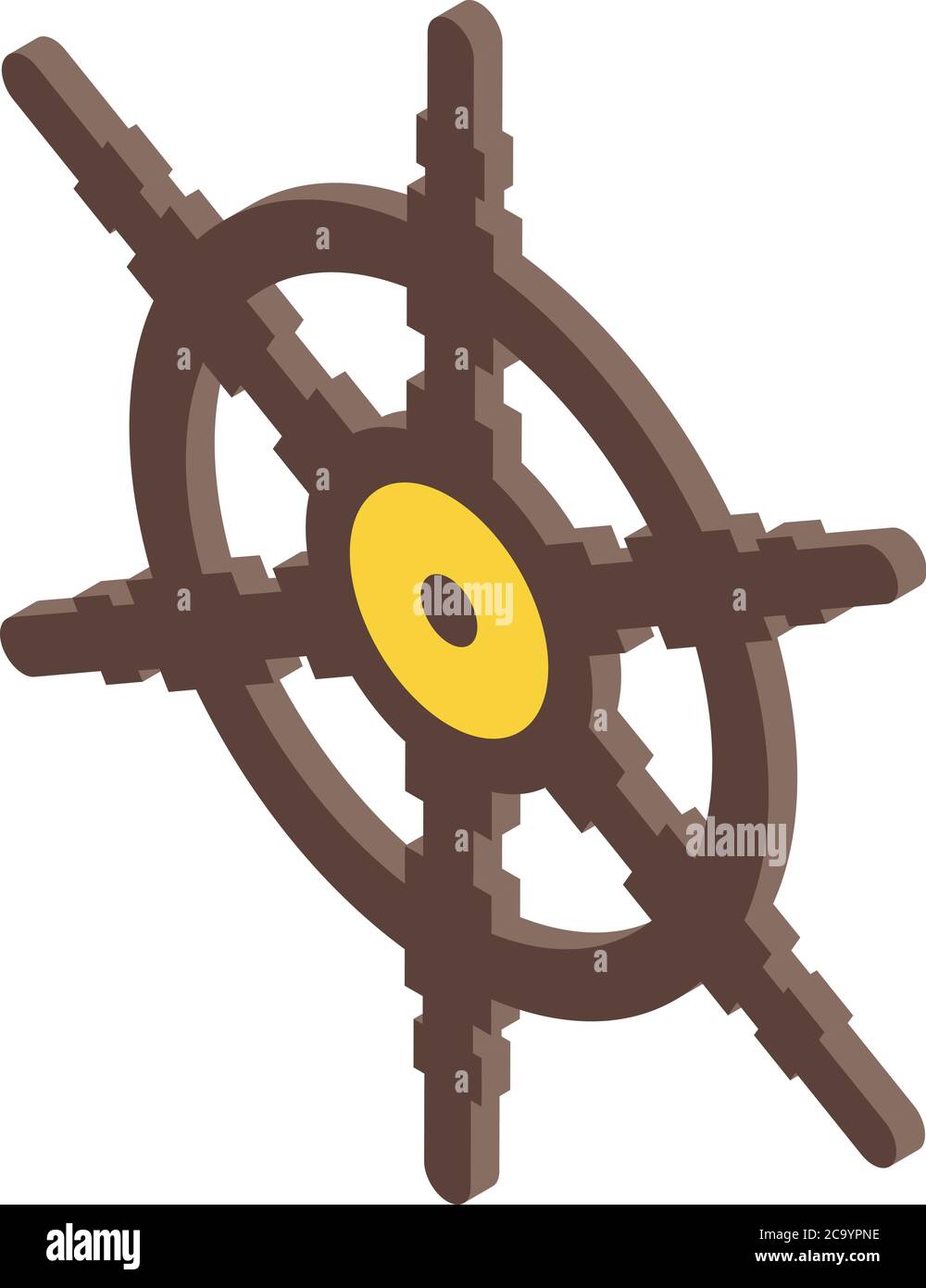 Captain ship wheel icon, isometric style Stock Vector