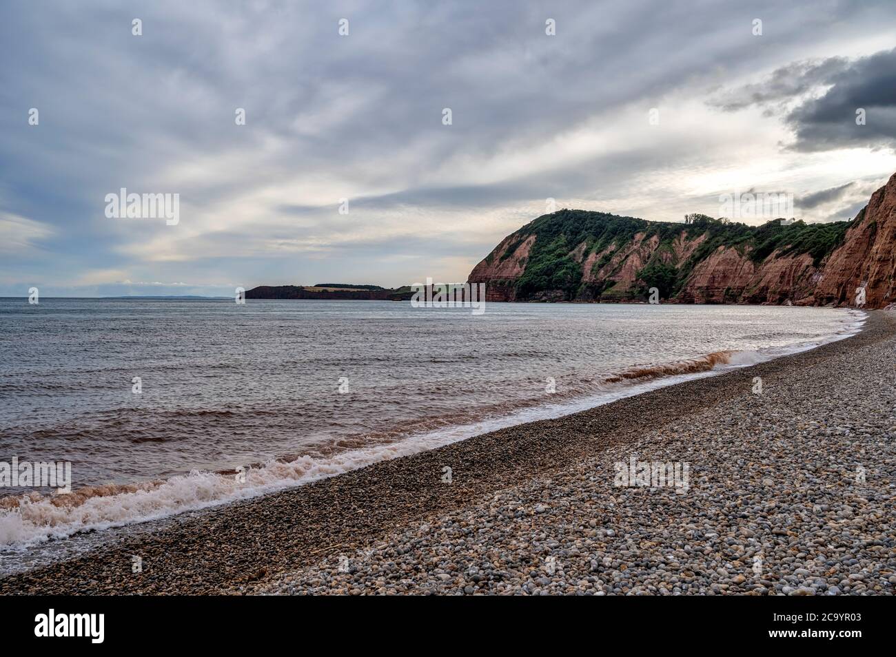 View towards High Peak from Sidmouth in Devon in England Stock Photo