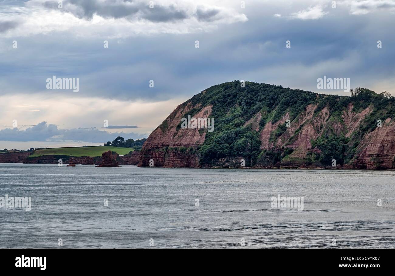 View towards High Peak from Sidmouth in Devon in England Stock Photo